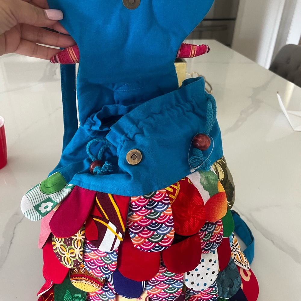 Handmade Multicolor Owl Patchwork Backpack - Blue Base - Picture 8 of 8